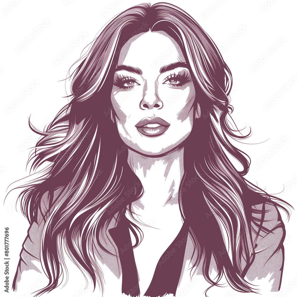 a black and white drawing of a woman with long hair a black and white drawing of a woman with long hair