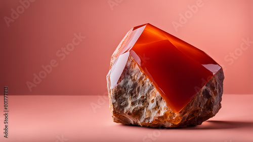 A red rock with a jelly-like substance on top of it photo