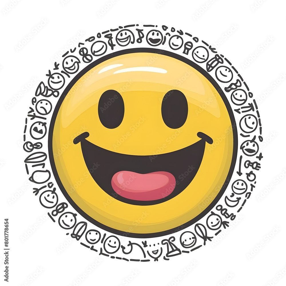 Fototapeta premium Happy smiling Emoji stress ball on white background