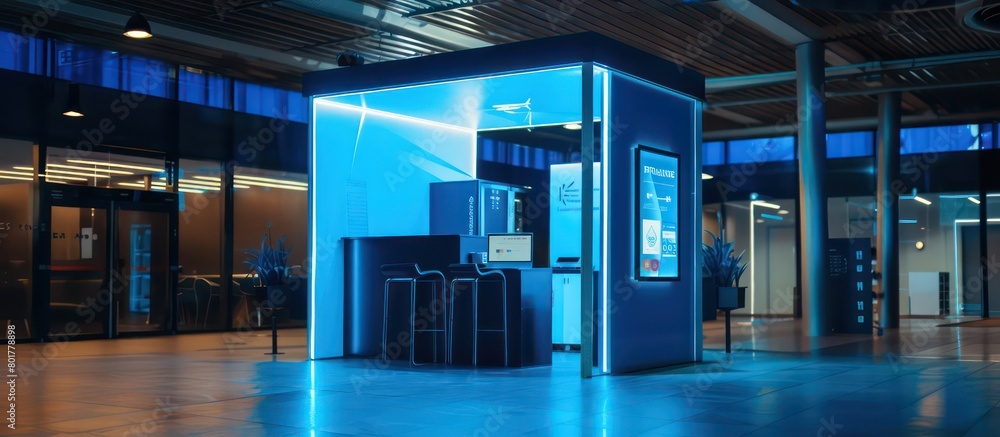 promotional trade show stand whit modern design and blue led lights promotional trade show stand whit modern design and blue led lights