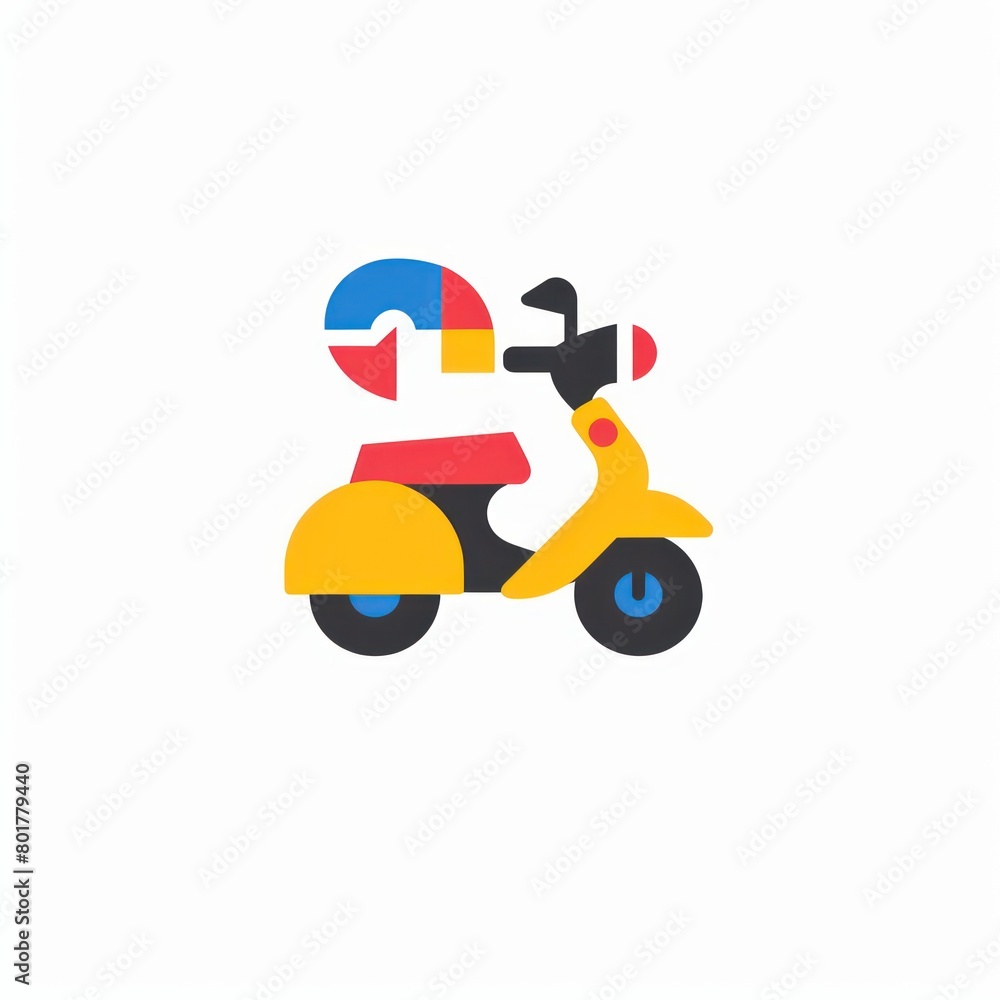 Fototapeta premium delivery express motorcycle van logo design, colorful, white background