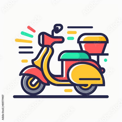 delivery express  motorcycle van logo design  colorful  white background