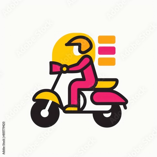 delivery express  motorcycle van logo design  colorful  white background