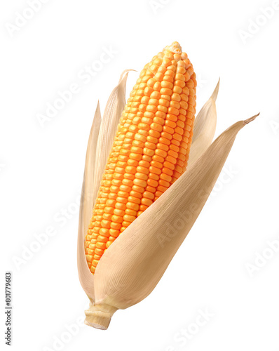 Dried corn cob isolated on white background.