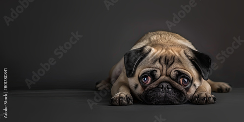 a pug dog laying on the floor, generative AI © VALUEINVESTOR