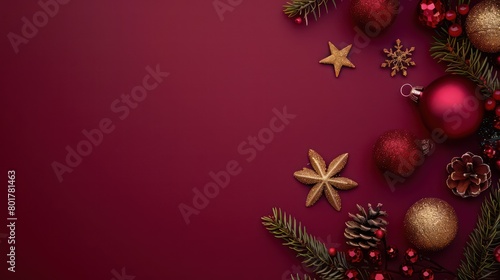 christmas decorations on a red background