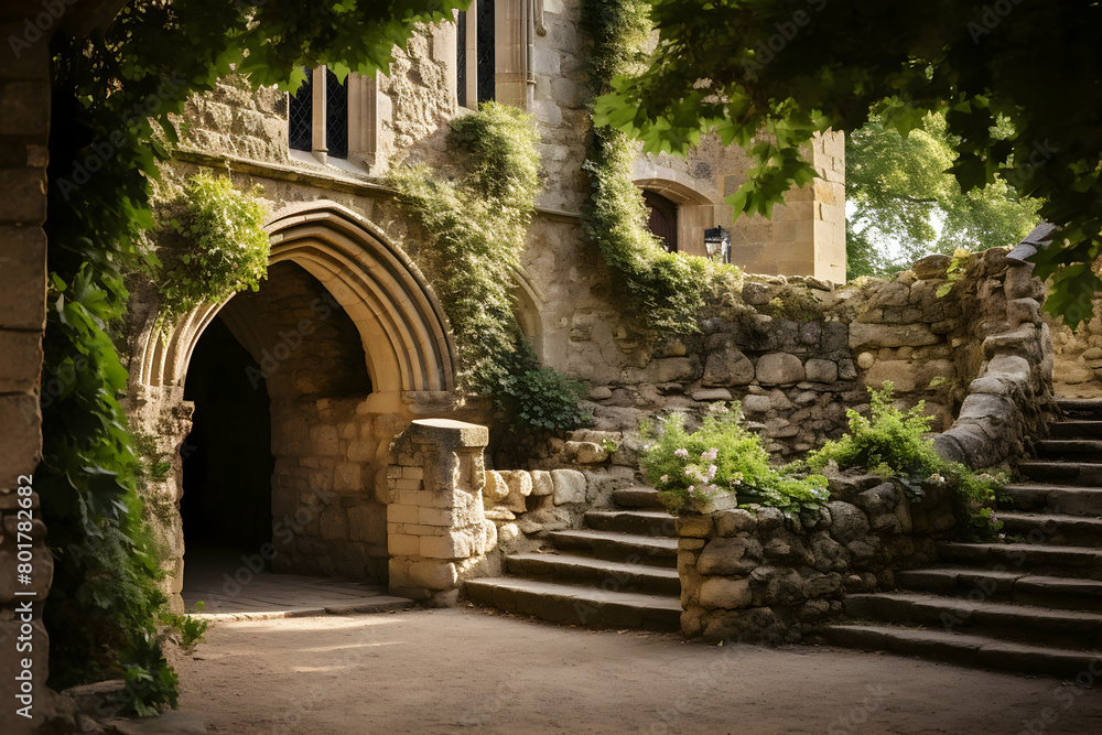 Gardens in the old town of Girona, Catalonia, Spain