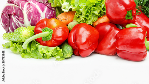 Healthy eating. Red vegetables on white background. Vegan foods. Healty Foods. Generative Ai