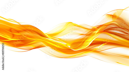 A bright amber wave, warm and glowing, flowing smoothly over a white background, presented in a detailed ultra high-definition photo.