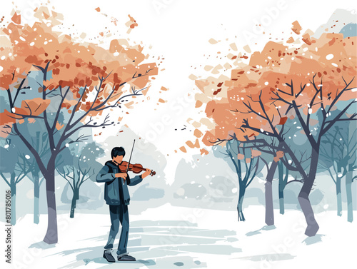 The Enchanting Melody: A Lone Musician's Symphony in the Heart of a Tranquil Park
