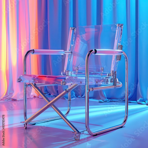 director chair bright color, blue and white background photo