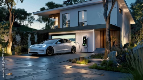 House with electric car charging device