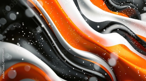 digital abstract design in orange, white and black