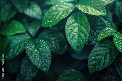 raindrop on top of green leaves