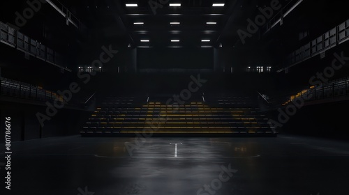 hockey stadium sits in a dark studio with a dark black background photo