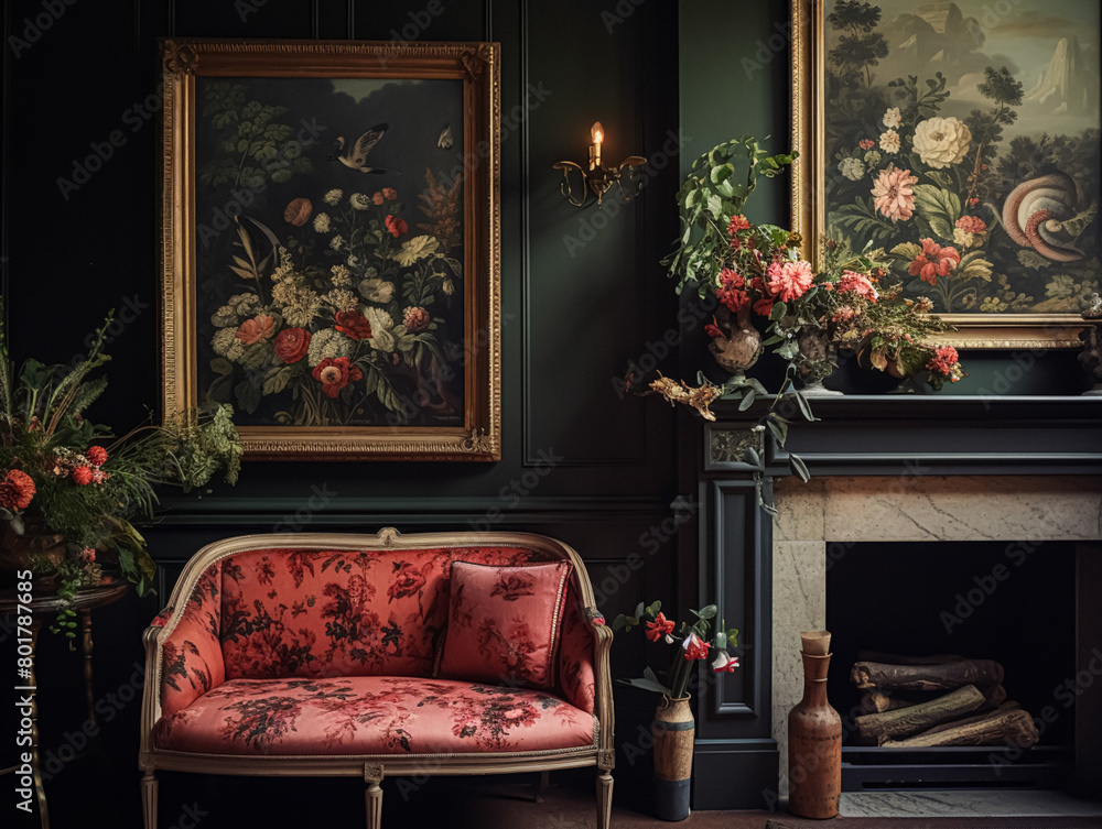 Artwork in a frame in the English countryside style, art and home decor idea Artwork in a frame in the English countryside style, art and home decor idea