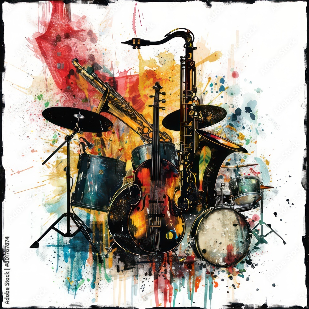 jazz band instruments isolated on a white background jazz band instruments isolated on a white background