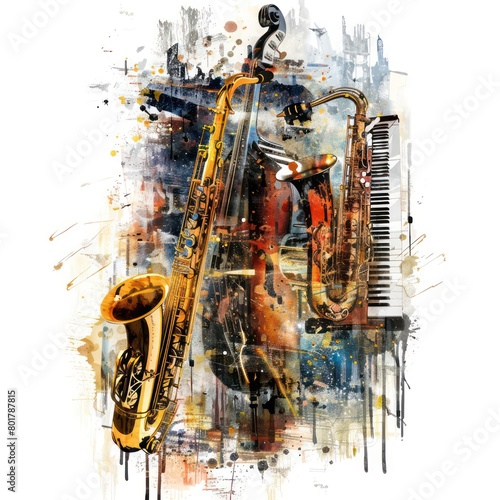 jazz band instruments isolated on a white background photo