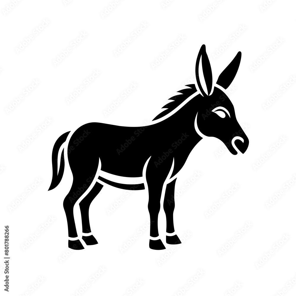 Donkey silhouette vector icon illustration art
