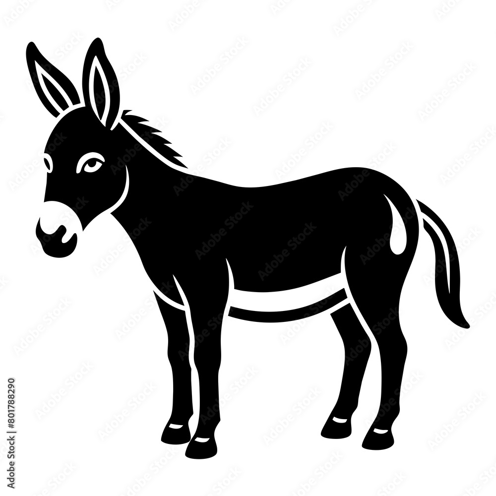 Donkey silhouette vector icon 