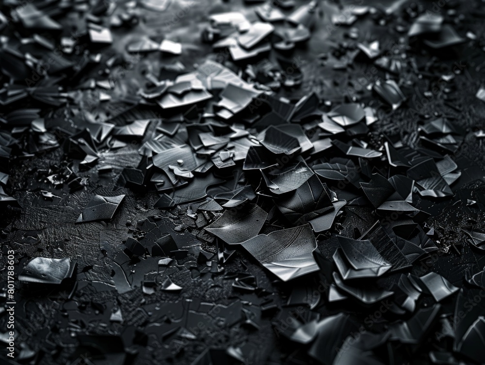 black 3D background with scattered, fragmented waves creating a sense of chaos and disorder black 3D background with scattered, fragmented waves creating a sense of chaos and disorder