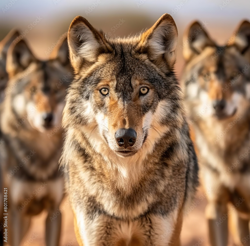 Arabian Wolf Canis Lupus Arabs Staring on the Camera Arabian Wolf Canis Lupus Arabs Staring on the Camera