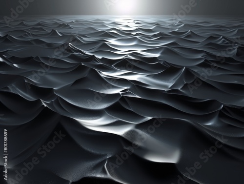 a vast, black 3D background where waves ripple outwards from a distant light source 