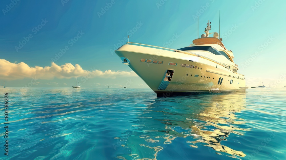big beautiful yacht in the middle of ocean on sunny clear sky big beautiful yacht in the middle of ocean on sunny clear sky