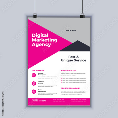 Digital marketing agency corporate business flyer design vector template