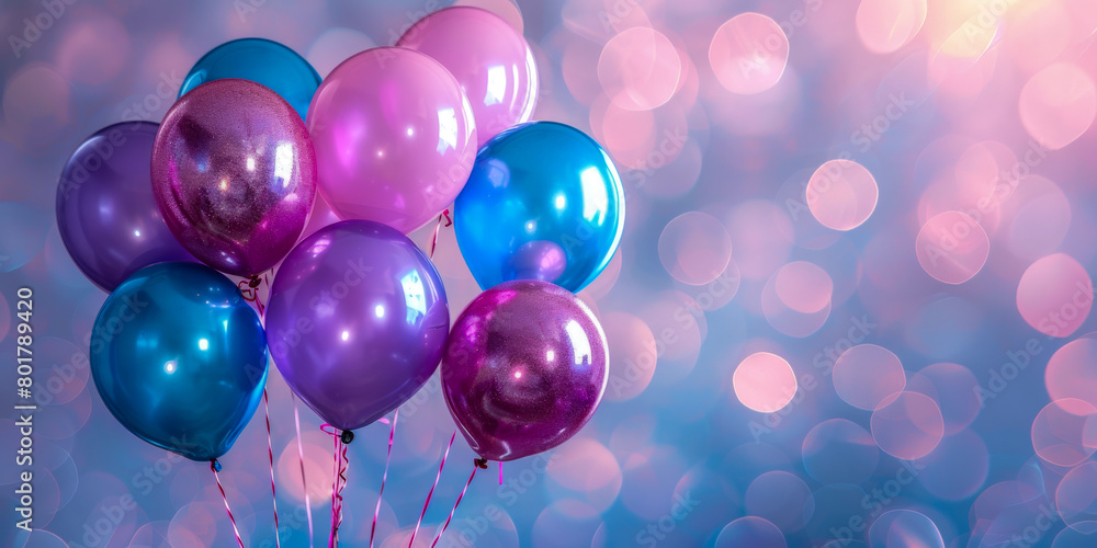 A bunch of colorful balloons are floating in the air A bunch of colorful balloons are floating in the air