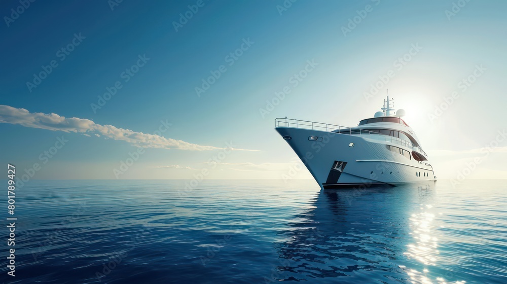 big beautiful yacht in the middle of ocean on sunny clear sky big beautiful yacht in the middle of ocean on sunny clear sky