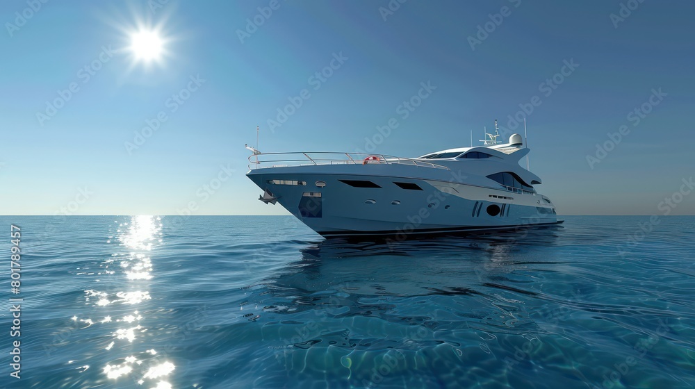 big beautiful yacht in the middle of ocean on sunny clear sky big beautiful yacht in the middle of ocean on sunny clear sky