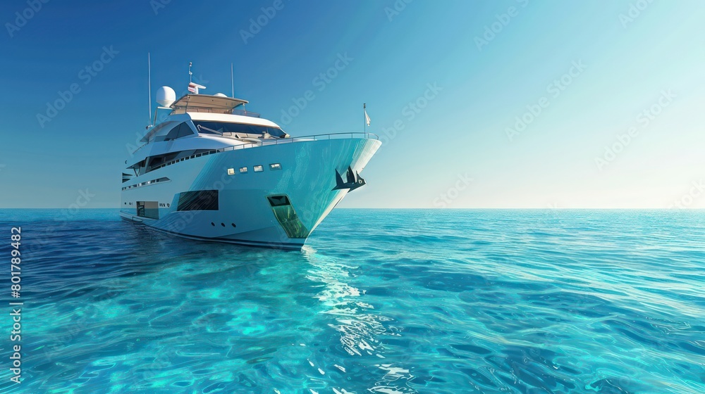 big beautiful yacht in the middle of ocean on sunny clear sky big beautiful yacht in the middle of ocean on sunny clear sky