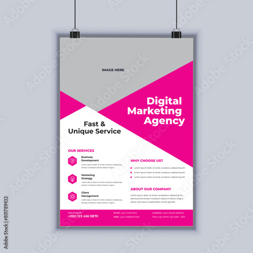 Digital marketing agency corporate business flyer design vector template