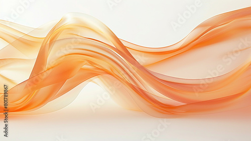 A soft pastel orange wave, gentle and warm, undulating elegantly across a white background, captured in a detailed ultra high-definition photo.