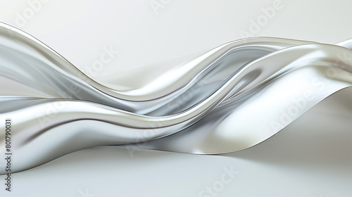 A soft platinum wave, sleek and modern, flowing smoothly across a white canvas, presented in a stunningly sharp high-definition image.