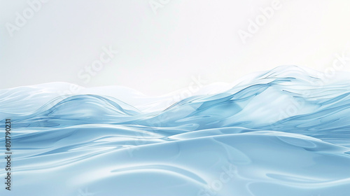 A soft sky blue wave, light and refreshing, moving gently over a white backdrop, rendered in stunning high-resolution.