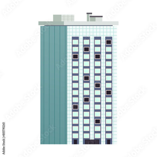 Building cartoon illustration on white