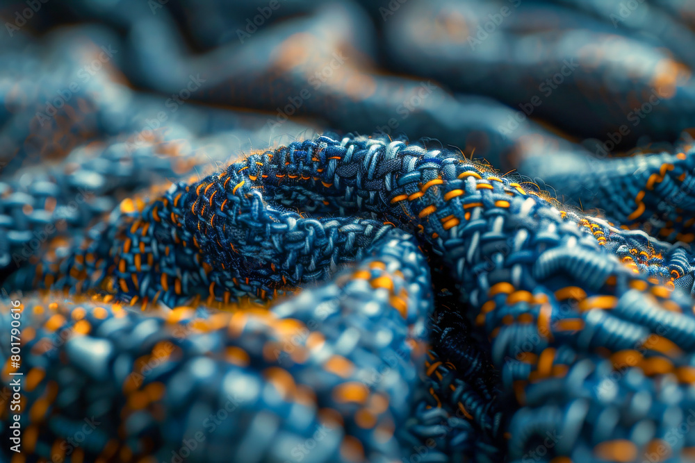 Intricate Blue and Orange Textured Fabric Close Up Intricate Blue and Orange Textured Fabric Close Up