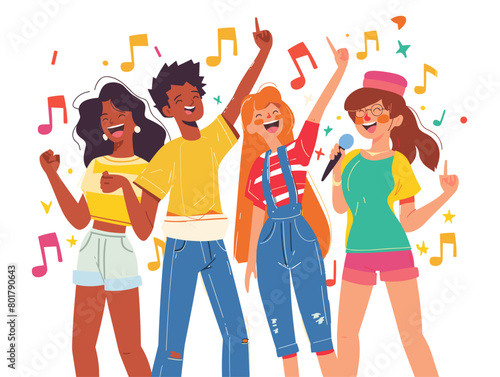 Melodies United: A Chorus of Friends Belting Out Tunes at a Karaoke Soiree