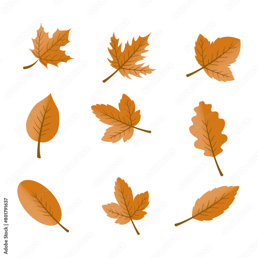 Naklejka premium Flat design yellow leaves pack on white