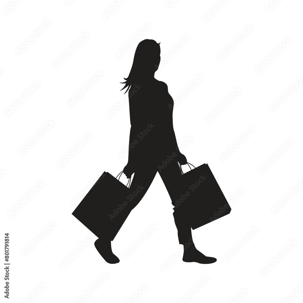 silhouette of a woman shopping