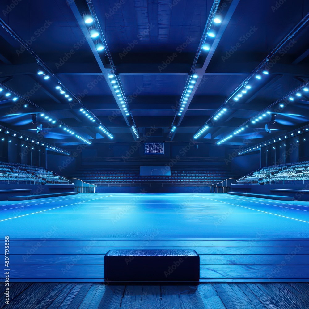 Fototapeta premium gymnastic arena, night light, blue colors