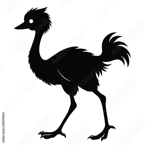 Silhouette of a little ostrich walking vector design