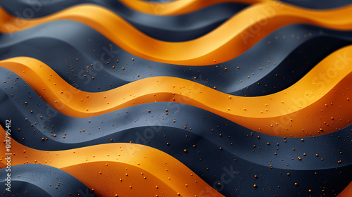 Flowing Abstract Waves in Vibrant Orange and Black with Textured Gradient