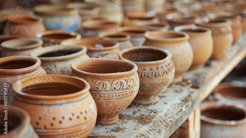 A workshop of potters each with their own handcarved signature stamp gathered to share techniques and designs..