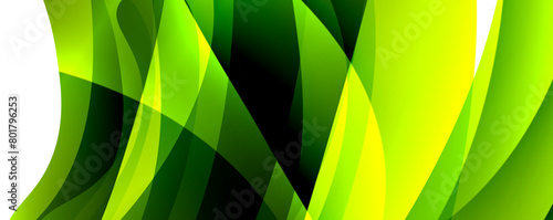 A symmetrical pattern of green and yellow vegetation resembles a wave on a white background. The eyecatching art features terrestrial plants, grass, and a beautiful blend of tints and shades