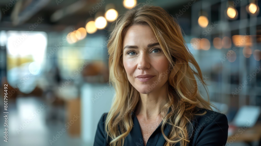 woman in modern high-tech office, talking to camera woman in modern high-tech office, talking to camera