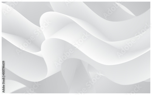 Abstract background of wavy curved stripes with shadows in white and gray colors. abstract wavy pattern 3d papercut white background vector illustration. White abstract technology background. (ID: 801796609)
