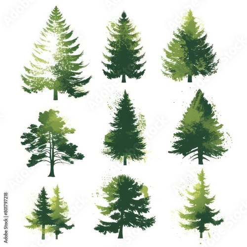 forest trees  simplified stencil on a white background